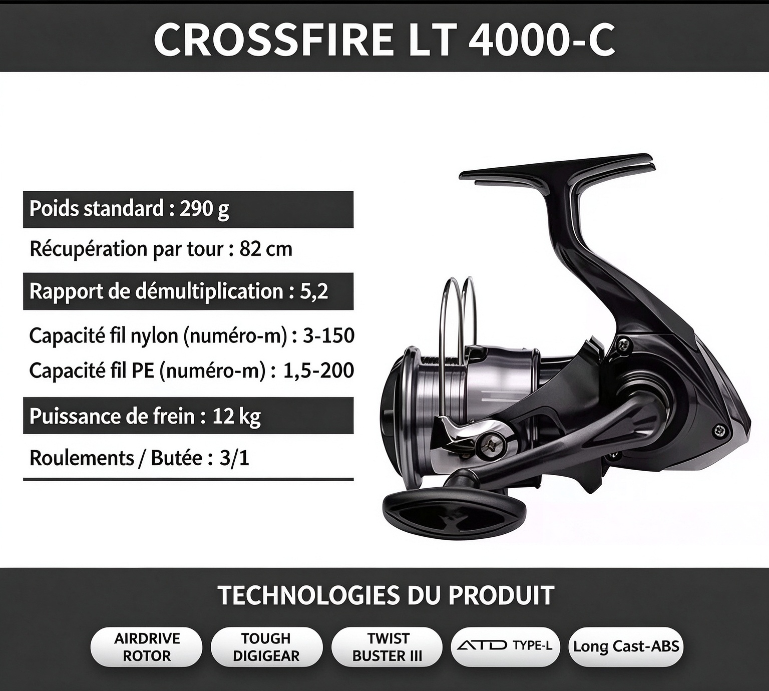 Moulinet Spinning DAIWA CROSSFIRE LT 4000-C image 5