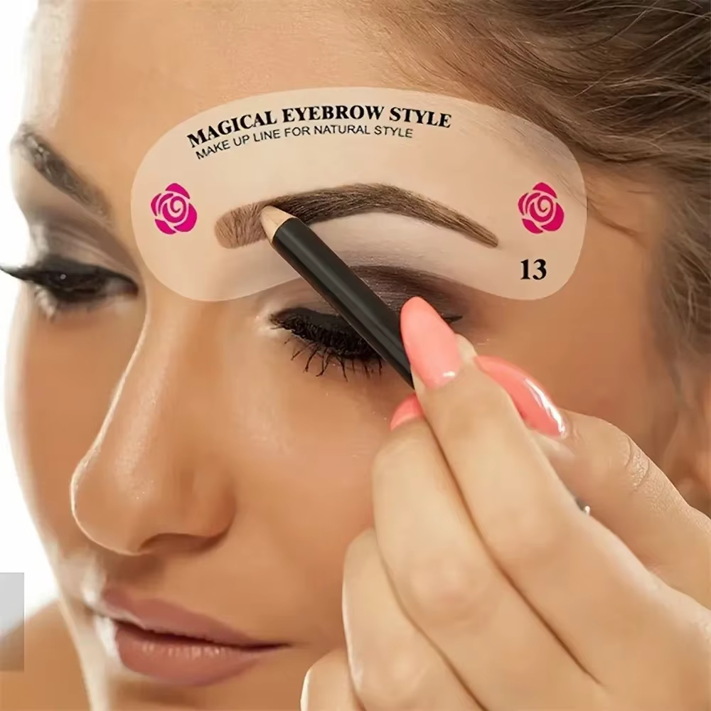 24 نمطًا من قوالب الحواجب، قالب تشكيل الحواجب، مجموعة أدوات تجميل للمكياج، مجموعة أدوات نموذج تجميل أنثى
