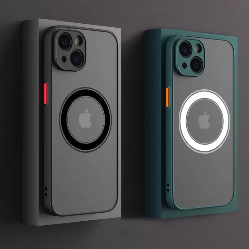 غطاء فاخر بتصميم مطفي لحماية الهاتف، متوافق مع تقنية الشحن اللاسلكي المغناطيسي MagSafe، لطرازات iPhone 18 و17 و16 و15 و14 و13 و12 و11 Pro Max وMini، ويوفر حماية من الصدمات.